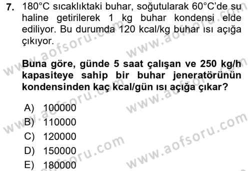 Isıtma Havalandırma ve Klima Sistemlerinde Enerji Ekonomisi Dersi 2016 - 2017 Yılı (Vize) Ara Sınav Soruları 7. Soru