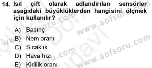 Isıtma Havalandırma ve Klima Sistemlerinde Enerji Ekonomisi Dersi 2017 - 2018 Yılı (Final) Dönem Sonu Sınav Soruları 14. Soru