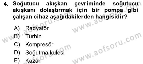 Isıtma Havalandırma ve Klima Sistemlerinde Enerji Ekonomisi Dersi 2017 - 2018 Yılı (Final) Dönem Sonu Sınav Soruları 4. Soru