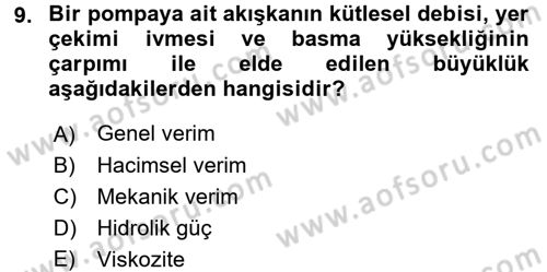 Isıtma Havalandırma ve Klima Sistemlerinde Enerji Ekonomisi Dersi 2017 - 2018 Yılı (Final) Dönem Sonu Sınav Soruları 9. Soru