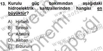 Elektrik Enerjisi Üretimi Dersi 2014 - 2015 Yılı (Final) Dönem Sonu Sınav Soruları 13. Soru