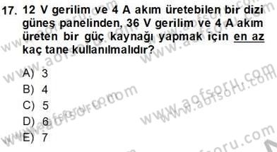 Elektrik Enerjisi Üretimi Dersi 2014 - 2015 Yılı (Final) Dönem Sonu Sınav Soruları 17. Soru