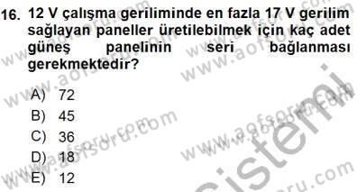 Elektrik Enerjisi Üretimi Dersi 2015 - 2016 Yılı (Final) Dönem Sonu Sınav Soruları 16. Soru