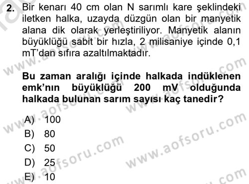 Elektrik Enerjisi Üretimi, İletimi Ve Dağıtımı Dersi 2019 - 2020 Yılı (Vize) Ara Sınav Soruları 2. Soru