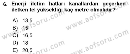 Elektrik Enerjisi Üretimi, İletimi Ve Dağıtımı Dersi 2019 - 2020 Yılı (Vize) Ara Sınavı 6. Soru