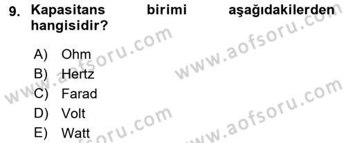 Elektrik Enerjisi Üretimi, İletimi Ve Dağıtımı Dersi 2019 - 2020 Yılı (Vize) Ara Sınav Soruları 9. Soru