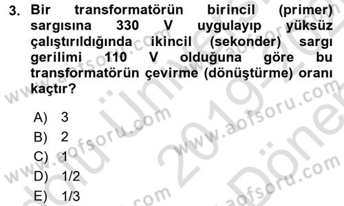 Elektrik Enerjisi Üretimi, İletimi Ve Dağıtımı Dersi 2019 - 2020 Yılı (Final) Dönem Sonu Sınav Soruları 3. Soru