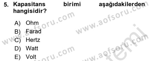 Elektrik Enerjisi Üretimi, İletimi Ve Dağıtımı Dersi 2019 - 2020 Yılı (Final) Dönem Sonu Sınav Soruları 5. Soru