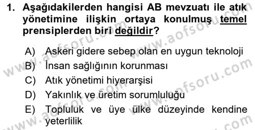 Enerji Tasarrufu Ve Çevre Dersi 2020 - 2021 Yılı Yaz Okulu Sınav Soruları 1. Soru