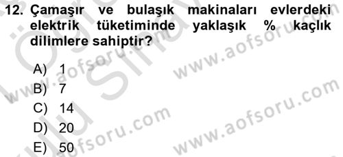 Enerji Tasarrufu Ve Çevre Dersi 2020 - 2021 Yılı Yaz Okulu Sınav Soruları 12. Soru