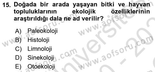 Enerji Tasarrufu Ve Çevre Dersi 2020 - 2021 Yılı Yaz Okulu Sınav Soruları 15. Soru