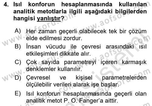 Enerji Tasarrufu Ve Çevre Dersi 2020 - 2021 Yılı Yaz Okulu Sınav Soruları 4. Soru