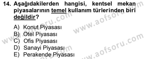 Gayrimenkul Ekonomisi Dersi 2012 - 2013 Yılı (Vize) Ara Sınav Soruları 14. Soru