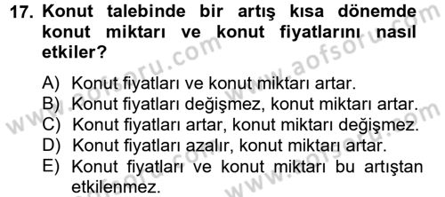 Gayrimenkul Ekonomisi Dersi 2012 - 2013 Yılı (Final) Dönem Sonu Sınav Soruları 17. Soru