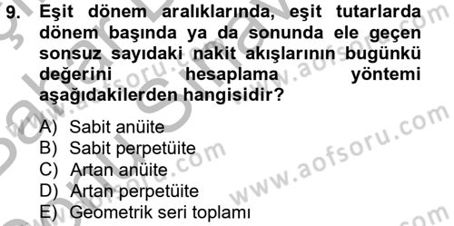 Gayrimenkul Ekonomisi Dersi 2012 - 2013 Yılı (Final) Dönem Sonu Sınav Soruları 9. Soru