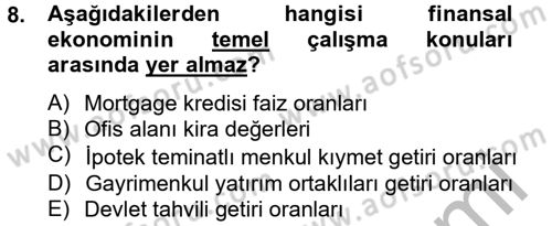 Gayrimenkul Ekonomisi Dersi 2013 - 2014 Yılı (Vize) Ara Sınav Soruları 8. Soru