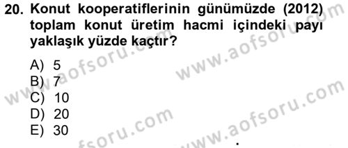 Gayrimenkul Ekonomisi Dersi 2013 - 2014 Yılı (Final) Dönem Sonu Sınav Soruları 20. Soru