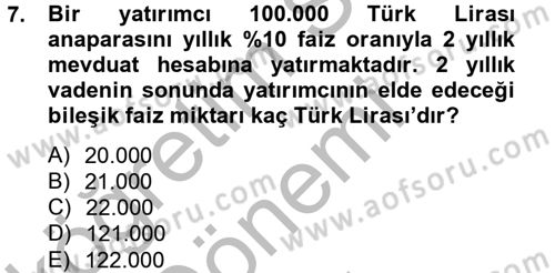 Gayrimenkul Ekonomisi Dersi 2013 - 2014 Yılı (Final) Dönem Sonu Sınav Soruları 7. Soru
