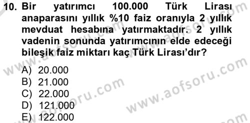 Gayrimenkul Ekonomisi Dersi 2013 - 2014 Yılı Tek Ders Sınav Soruları 10. Soru