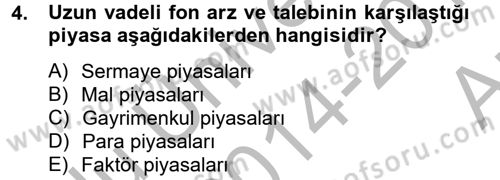 Gayrimenkul Ekonomisi Dersi 2014 - 2015 Yılı (Vize) Ara Sınav Soruları 4. Soru