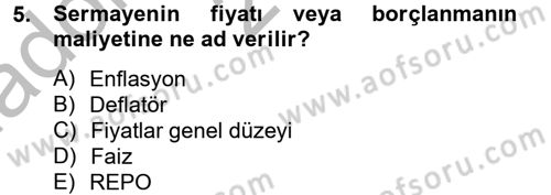 Gayrimenkul Ekonomisi Dersi 2014 - 2015 Yılı (Vize) Ara Sınavı 5. Soru