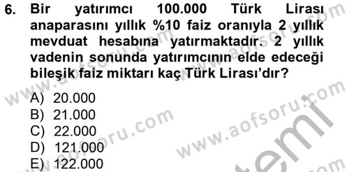 Gayrimenkul Ekonomisi Dersi 2014 - 2015 Yılı (Final) Dönem Sonu Sınavı 6. Soru