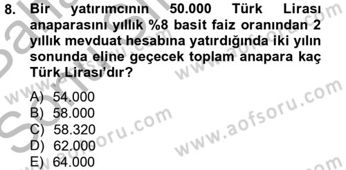 Gayrimenkul Ekonomisi Dersi 2014 - 2015 Yılı (Final) Dönem Sonu Sınav Soruları 8. Soru