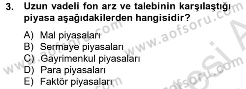 Gayrimenkul Ekonomisi Dersi 2014 - 2015 Yılı Tek Ders Sınav Soruları 3. Soru