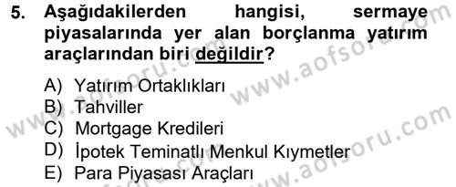 Gayrimenkul Ekonomisi Dersi 2014 - 2015 Yılı Tek Ders Sınav Soruları 5. Soru