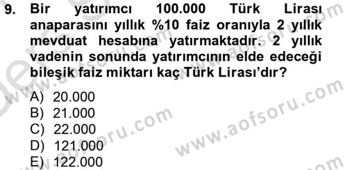 Gayrimenkul Ekonomisi Dersi 2014 - 2015 Yılı Tek Ders Sınav Soruları 9. Soru