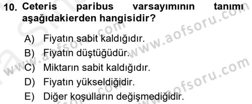 Gayrimenkul Ekonomisi Dersi 2015 - 2016 Yılı (Vize) Ara Sınav Soruları 10. Soru
