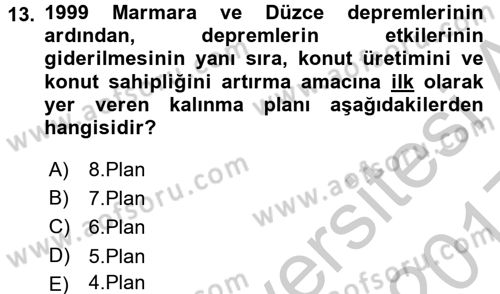 Gayrimenkul Ekonomisi Dersi 2016 - 2017 Yılı 3 Ders Sınav Soruları 13. Soru