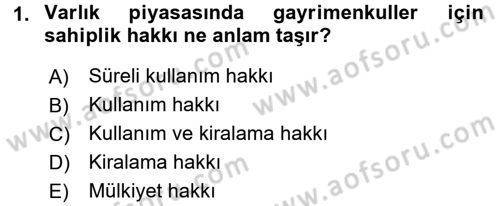 Gayrimenkul Ekonomisi Dersi 2016 - 2017 Yılı (Vize) Ara Sınav Soruları 1. Soru