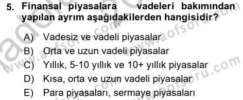 Gayrimenkul Ekonomisi Dersi 2016 - 2017 Yılı (Vize) Ara Sınav Soruları 5. Soru