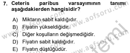 Gayrimenkul Ekonomisi Dersi 2016 - 2017 Yılı (Vize) Ara Sınav Soruları 7. Soru