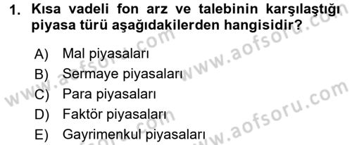 Gayrimenkul Ekonomisi Dersi 2017 - 2018 Yılı 3 Ders Sınavı 1. Soru