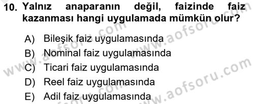 Gayrimenkul Ekonomisi Dersi 2017 - 2018 Yılı 3 Ders Sınavı 10. Soru