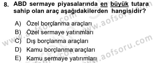 Gayrimenkul Ekonomisi Dersi 2017 - 2018 Yılı 3 Ders Sınav Soruları 8. Soru