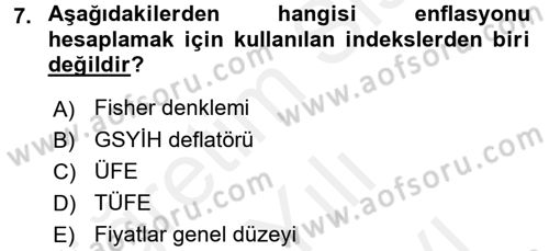 Gayrimenkul Ekonomisi Dersi 2017 - 2018 Yılı (Vize) Ara Sınav Soruları 7. Soru
