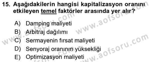 Gayrimenkul Ekonomisi Dersi 2018 - 2019 Yılı (Vize) Ara Sınav Soruları 15. Soru