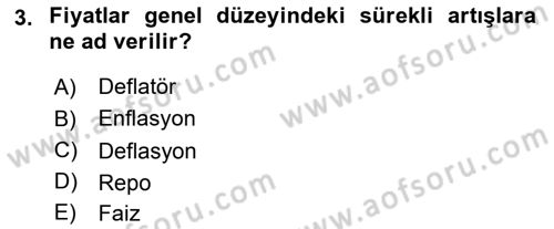 Gayrimenkul Ekonomisi Dersi 2018 - 2019 Yılı (Vize) Ara Sınav Soruları 3. Soru