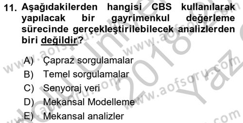 Gayrimenkul Ekonomisi Dersi 2018 - 2019 Yılı Yaz Okulu Sınav Soruları 11. Soru
