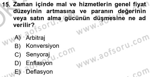 Gayrimenkul Ekonomisi Dersi 2018 - 2019 Yılı Yaz Okulu Sınav Soruları 15. Soru