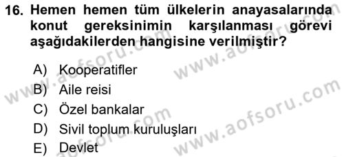 Gayrimenkul Ekonomisi Dersi 2018 - 2019 Yılı Yaz Okulu Sınav Soruları 16. Soru