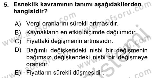 Gayrimenkul Ekonomisi Dersi 2018 - 2019 Yılı Yaz Okulu Sınav Soruları 5. Soru