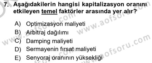 Gayrimenkul Ekonomisi Dersi 2018 - 2019 Yılı Yaz Okulu Sınav Soruları 7. Soru