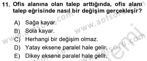Gayrimenkul Ekonomisi Dersi 2021 - 2022 Yılı (Vize) Ara Sınav Soruları 11. Soru