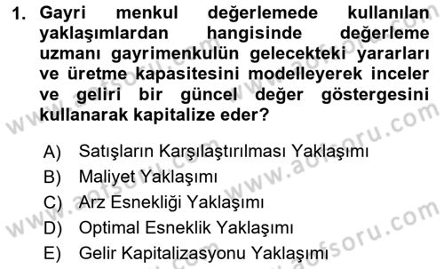 Gayrimenkul Ekonomisi Dersi 2023 - 2024 Yılı (Vize) Ara Sınav Soruları 1. Soru