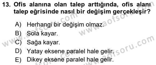 Gayrimenkul Ekonomisi Dersi 2023 - 2024 Yılı (Vize) Ara Sınav Soruları 13. Soru