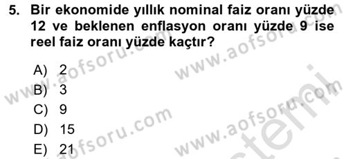 Gayrimenkul Ekonomisi Dersi 2023 - 2024 Yılı (Vize) Ara Sınav Soruları 5. Soru